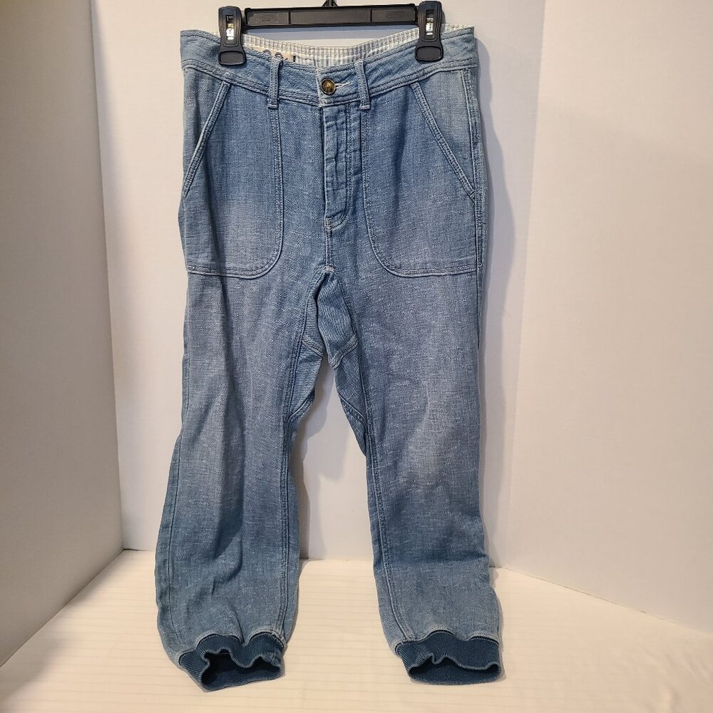 Size 28-Free People Skye Relaxed Jogger Jeans We The Free Blue-Button Fly-Pocket